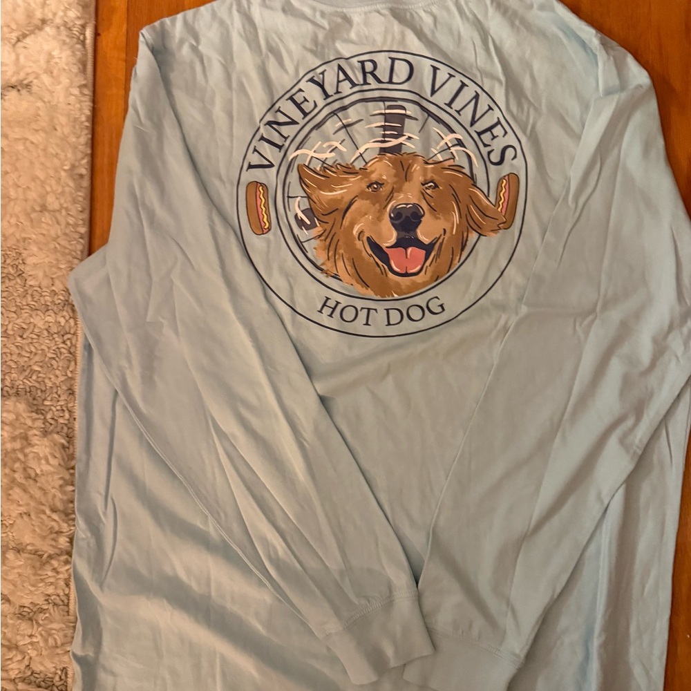 Vineyard Vines Light Blue Dog 'Hot Dog' Graphic Long-Sleeve Tee